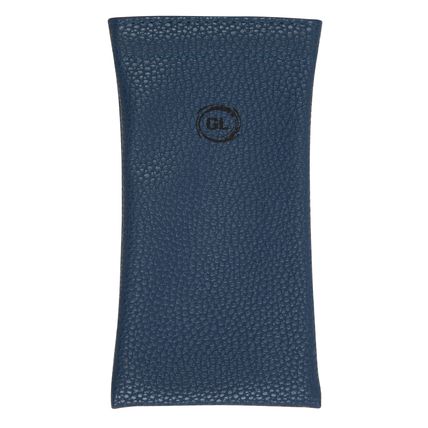 Soft Faux Leather Spring Snap Top Glasses Case (Navy)