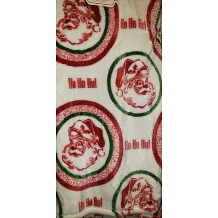 CHRISTMAS TRADITIONAL SANTA CLAUS FACE HO HO HO THROW BLANKET 50X70~NEW~CLASSIC