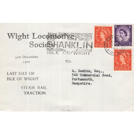 West Locomotive Society Isle Of Wight Train FDC Slogan Final Day