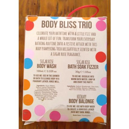 House Of Treats Body Bliss Trio Sugar Rose Bath Set - New!