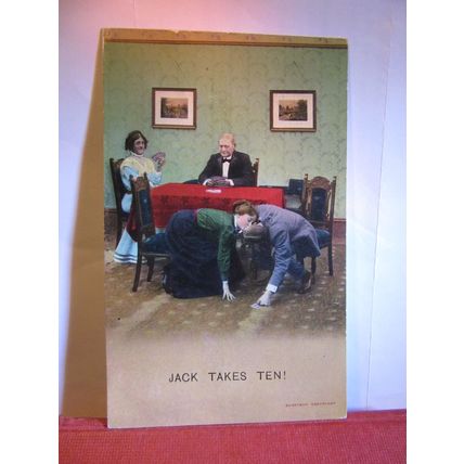 BAMFORTH No 1763 humour.. used antique postcard c.1905 'Jack Takes Ten'! #