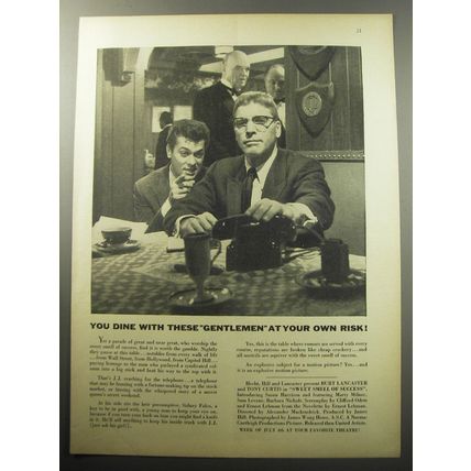 1957 Sweet Smell of Success Movie Ad - You dine with these gentlemen