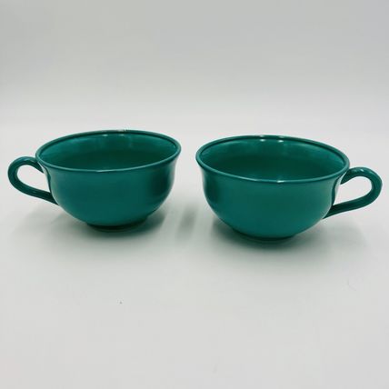 Hazel Atlas Ovide Tempo Teal Milk Glass Tea Cup 1950's EUC