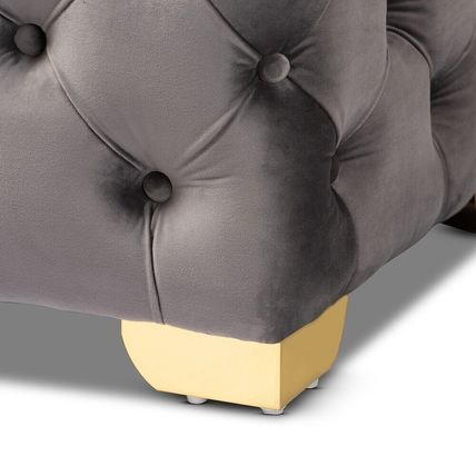 48" Button-Tufted Glam Velvet Bench Ottoman Gold Stainless Legs - 5 colors!