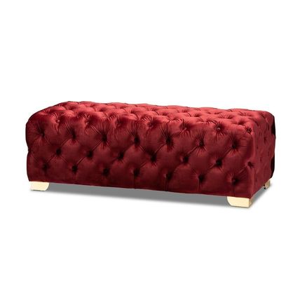 48" Button-Tufted Glam Velvet Bench Ottoman Gold Stainless Legs - 5 colors!