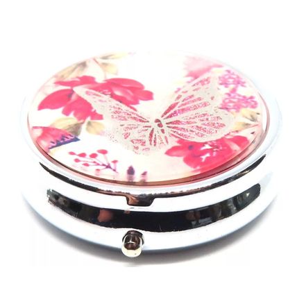 Pink Butterfly Pill Box Round 2 CM Mothers Day Gift Ladies Collection