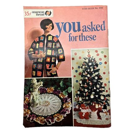 American Thread Co. Star Book No. 208 Pansy 3D Doily, Harlequin & Afghan Coat
