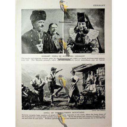 Folk & Bridal Dance, Germany (Bavarian Peasants, Back), Book Illustration c1920