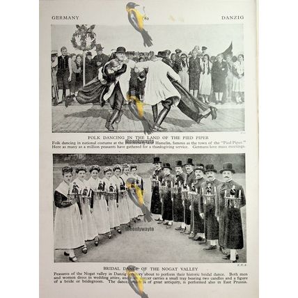 Folk & Bridal Dance, Germany (Bavarian Peasants, Back), Book Illustration c1920