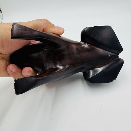 Frog Sculpture Mid Century Modern Carved Rosewood Figurine Solid Ironwood 7in