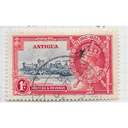 ANTIGUA 1935 KG5 1d ONE PENNY WINDSOR CASTLE USED SG91 91 SG CDS STRIKE