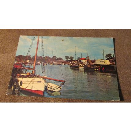 1966 fr Postcard - Moat House, Boats @ Canal Basin - Gravesend, Kent