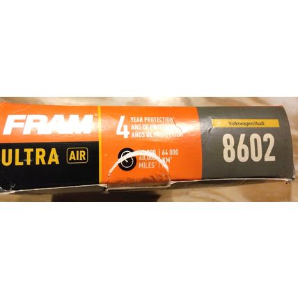 FRAM Ultra Air Filter Volkswagen/Audi 8602 New in the Box Broken Seal