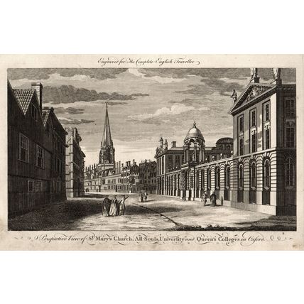 PERSPECTIVE VIEW OF ST. MARY’S CHURCH, ALL SOULS, UNIVERSITY 1771 ENGRAVING