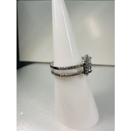 Ring Bomb Party Sz6 RBP Halo W/ Brilliant Blue Center Split Rhodium Pl Band