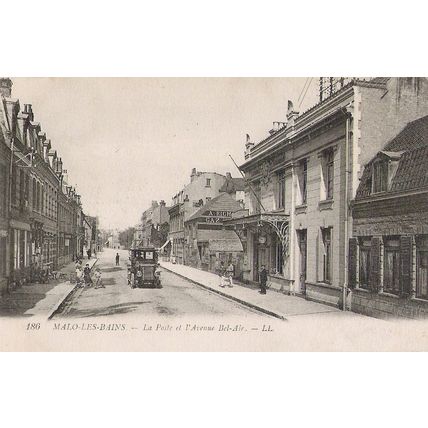 59 - MALO LES BAINS - La Poste et l'Avenue Bel-Air