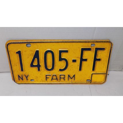 Vintage Steel Farm License Plate New York "1405-FF"