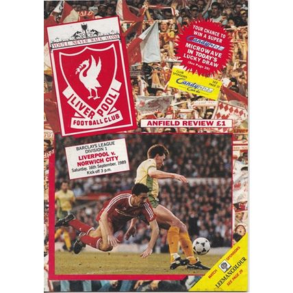 LIVERPOOL v NORWICH CITY BARCLAYS LEAGUE DIVISION 1 1989