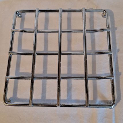 LATTICE Metal Hot Plate TRIVET Weave Checkered Silver