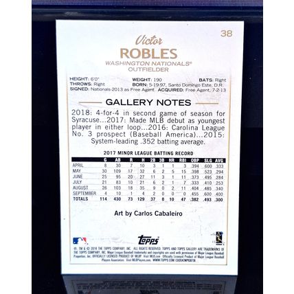 VICTOR ROBLES 2018 TOPPS GALLERY WOOD BASEBALL CARD #38