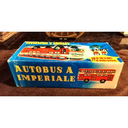 Old Vintage Original friction powered Double Decker Bus MF 185 W/ Box 12" Long