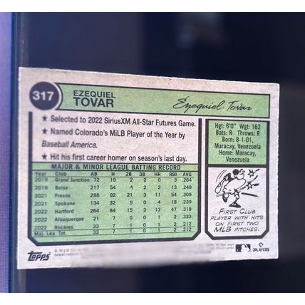 EZEQUEL TOVAR 2023 TOPPS HERITAGE BLUE SPARKLE REFRACTOR BASEBALL CARD #317