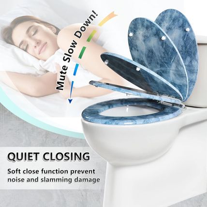 Angol Shiold Elongated Toilet Seat Molded Wood Toilet Seat with Quietly Close an