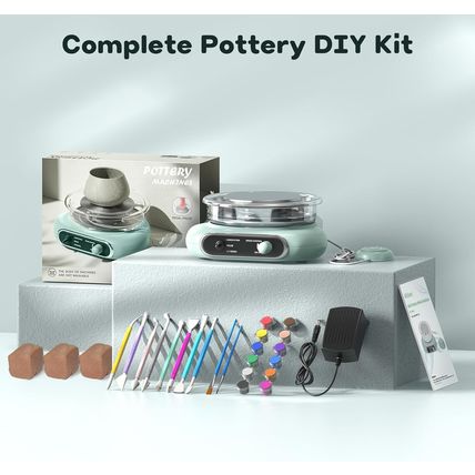Alldeer Mini Pottery Wheel Kit - 4.7" Turntable Electric Clay Wheel with Foot Pe