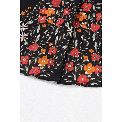 Black Strawberry Aesthetic Floral Puff Sleeve Shirt