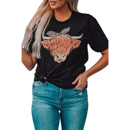 Cute Cattle Leopard O-Neck T-Shirt