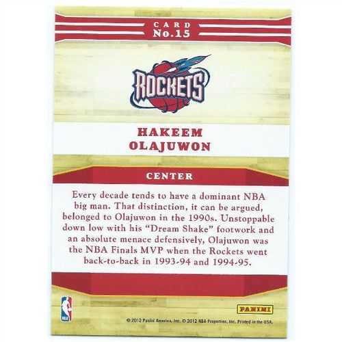2012-13 Hoops Franchise Greats - #15 - Hakeem Olajuwon