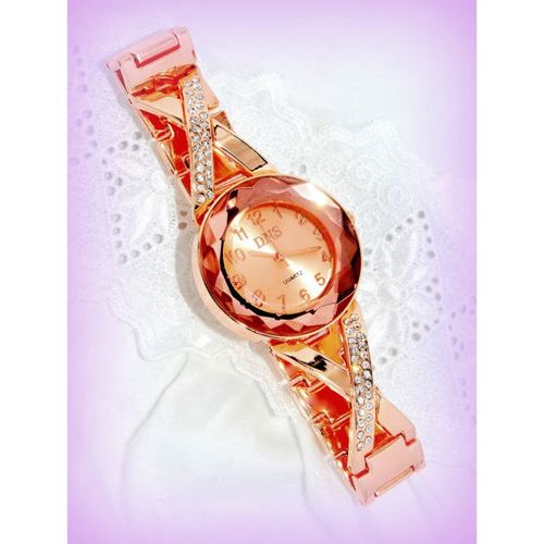 Rose Gold Plated Pink Rhinestone Crystal Wrist Watch Jewellery 2270