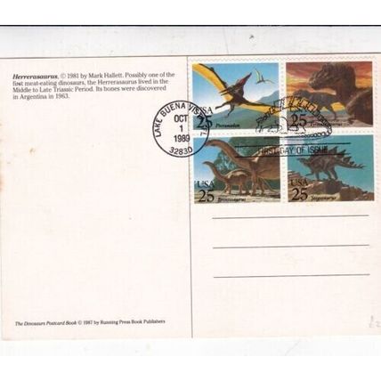United States 1989 Dinosaurs Maximum cards set of 6 Lake Buena Vista cancel VGC