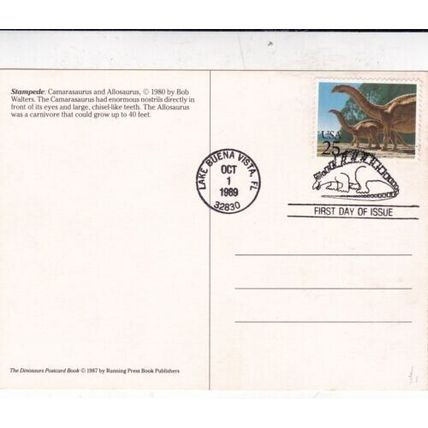 United States 1989 Dinosaurs Maximum cards set of 6 Lake Buena Vista cancel VGC