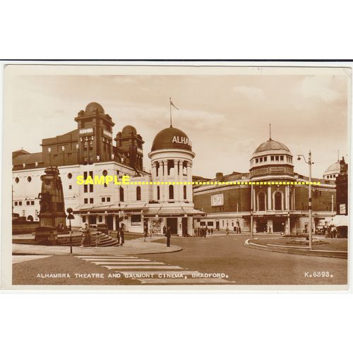 Bradford 1953 REAL PHOTO Alhambra Theatre & Gaumont CINEMA Street Scene, Yorks