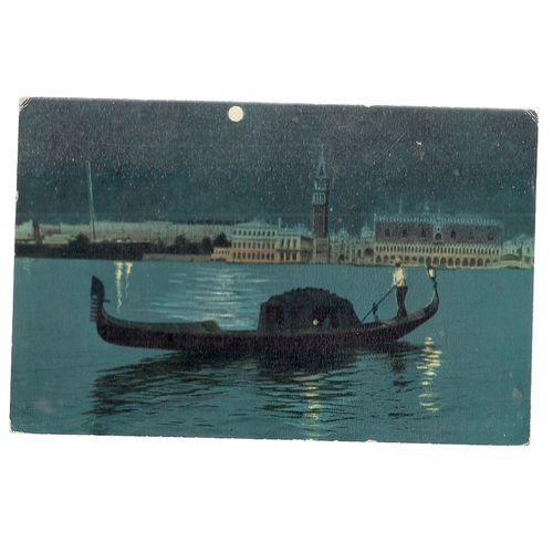 VIEW AND GONDOLA , VENICE. ITALY unused old postcard
