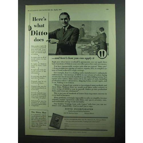 1931 Ditto Copier Ad - Here's What Ditto Does