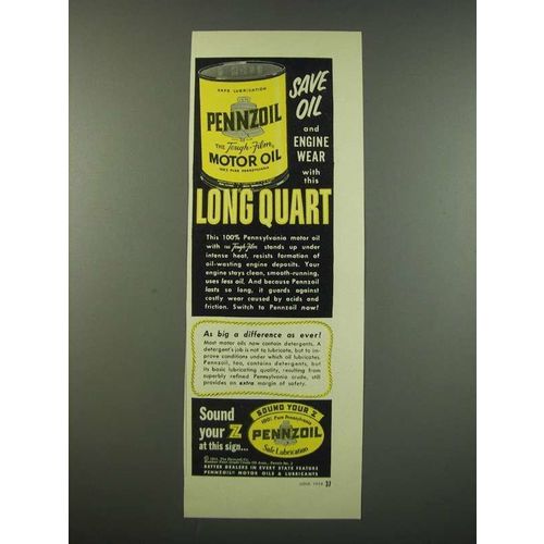 1954 Pennzoil Motor Oil Ad - Save Oil
