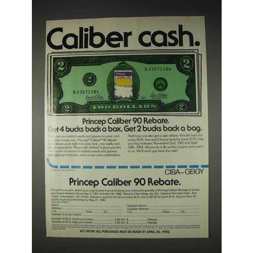 1982 Ciba-Geigy Princep Caliper 90 Ad - Caliber Cash