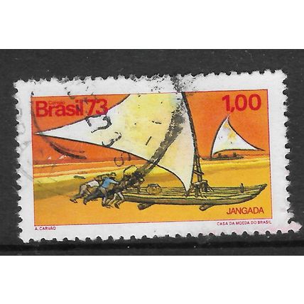 BRAZIL 1973 BRAZILIAN BOATS 1CR JANGADO COASTAL RAFT SG 1474 FINE USED