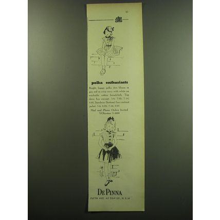 1949 De Pinna Dress and Sundress Ad - Polka Enthusiasts