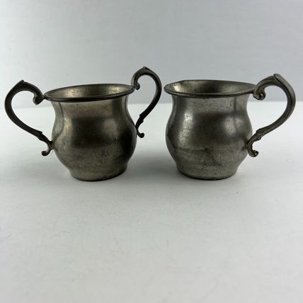 Pewter Sugar Bowl & Creamer Vintage