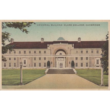 Clare College Memorial Building Cambridge WW2 Old Postcard