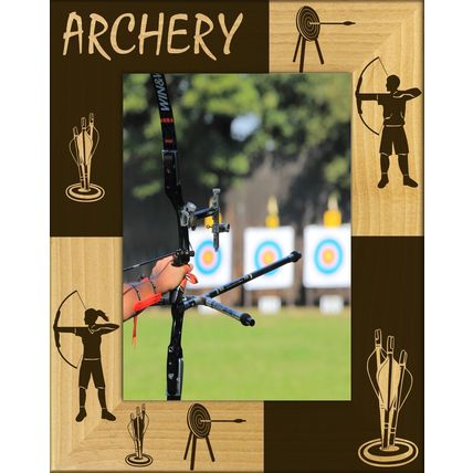 Archery Laser Engraved Wood Picture Frame Portrait (4 x 6)