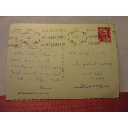 LE MONT-DORE, FRANCE used vintage postcard RP 1951 pm #