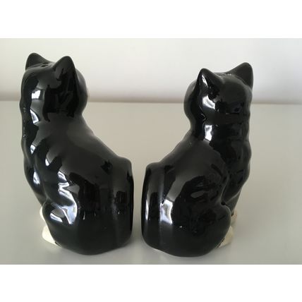 SALT & PEPPER SHAKERS - BLACK AND WHITE CATS