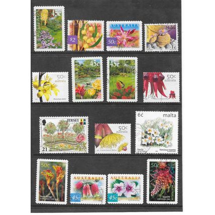 FLOWERS Fine used lot of 35 stamps all postal usage.