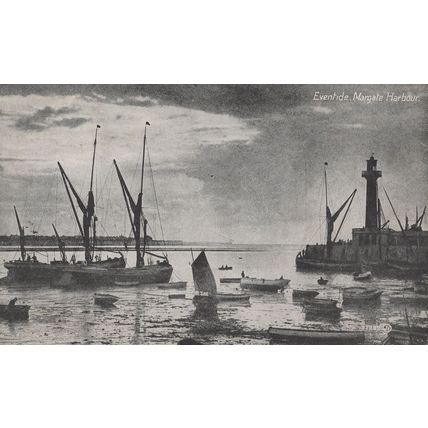 Eventide Margate Harbour At Dusk Sailing Fishing Ships Postcard