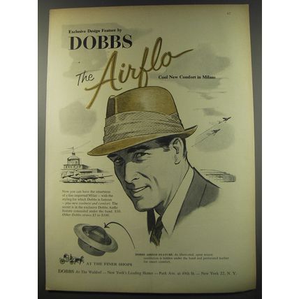 1956 Dobbs Airflo Hat Ad - Exclusive design feature