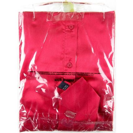 NWT Milano Moda Men's Shiny Red Satin 4 Pc. Dress Shirt Set, 17-17.5 (34/35)